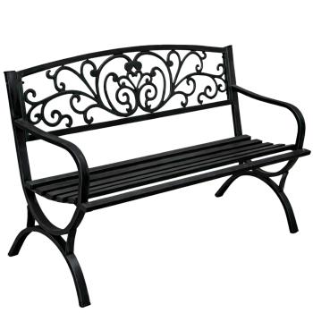 Gartenbank Sitzbank Terrasse Metall 2.5-Sitzer Gartenmöbel schwarz 127 cm schick