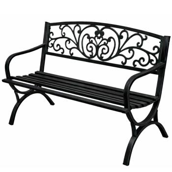 Preview: Gartenbank Sitzbank Terrasse Metall 2.5-Sitzer Gartenmöbel schwarz 127 cm schick