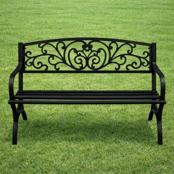 Gartenbank Sitzbank Terrasse Metall 2.5-Sitzer Gartenmöbel schwarz 127 cm schick