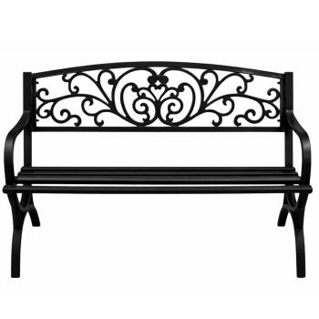 Gartenbank Sitzbank Terrasse Metall 2.5-Sitzer Gartenmöbel schwarz 127 cm schick
