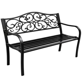 Gartenbank Terrasse Metall 3-Sitzer Parkbank robust schwarz 127 x 60 x 89 cm