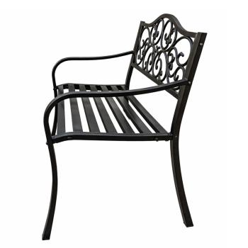 Preview: Gartenbank Terrasse Metall 3-Sitzer Parkbank robust schwarz 127 x 60 x 89 cm