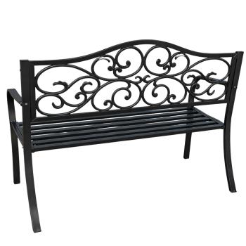 Gartenbank Terrasse Metall 3-Sitzer Parkbank robust schwarz 127 x 60 x 89 cm