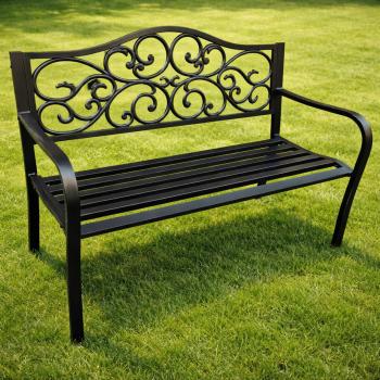 Gartenbank Terrasse Metall 3-Sitzer Parkbank robust schwarz 127 x 60 x 89 cm