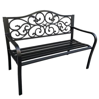 Gartenbank Terrasse Metall 3-Sitzer Parkbank robust schwarz 127 x 60 x 89 cm