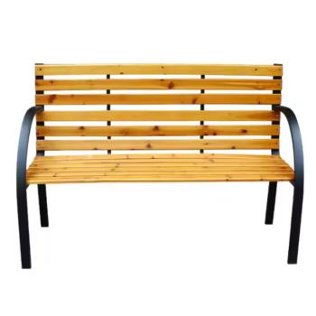 Preview: Gartenbank Holz Metall Sitzbank wetterfest 2 Sitzer Outdoor für Terasse Balkon