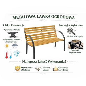 Gartenbank Holz Metall Sitzbank wetterfest 2 Sitzer Outdoor für Terasse Balkon