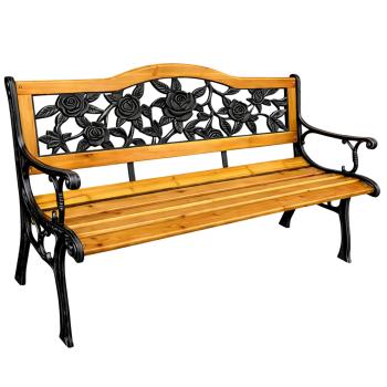 Gartenbank Parkbank Holz Metall Gartenmöbel Rückenlehne 2.5 Sitzer Sitzbank NEU