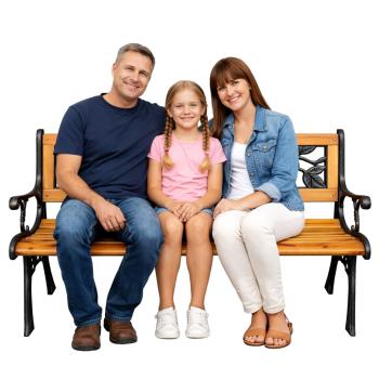 Preview: Gartenbank Parkbank Holz Metall Gartenmöbel Rückenlehne 2.5 Sitzer Sitzbank NEU