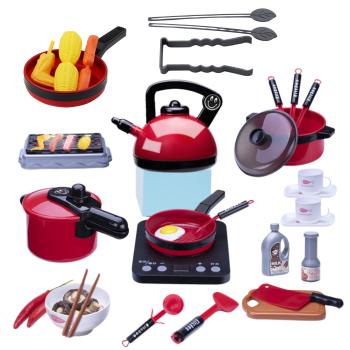 Preview: Lean Küchenset Töpfe Lebensmittel Herdzubehör 36-tlg  Spielset Küche