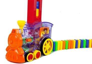 Preview: Domino Zug Spielzeug Lokomotive LED Licht Sound Bausteine Set Kinder Puzzle