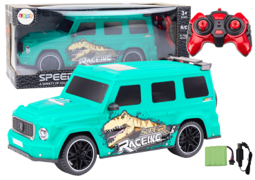 Lean Ferngesteuertes RC-Auto mit Dinosaurier, Maßstab 1:10, Grün RC-Fahrzeug