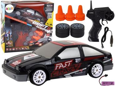 Lean Ferngesteuerter Sportwagen R/C 1:24, schwarze, austauschbare Räder RC-Fahrzeug