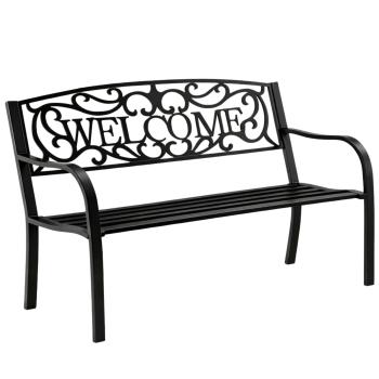 Gartenbank Sitzbank Terrasse Welcome Metall 3-Sitzer Schwarz 127 cm robust