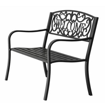 Preview: Gartenbank Sitzbank Terrasse Welcome Metall 3-Sitzer Schwarz 127 cm robust