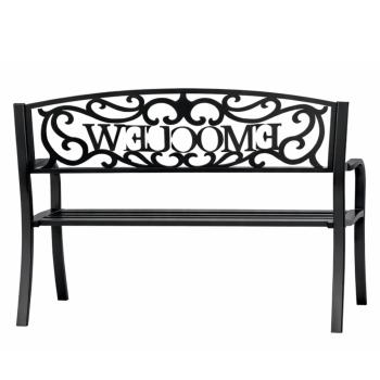 Gartenbank Sitzbank Terrasse Welcome Metall 3-Sitzer Schwarz 127 cm robust 