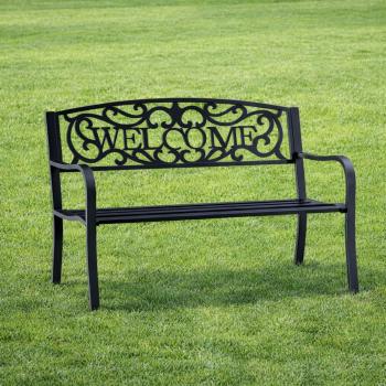 Gartenbank Sitzbank Terrasse Welcome Metall 3-Sitzer Schwarz 127 cm robust 