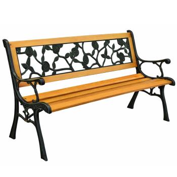 Gartenbank aus Holz Metall Parkbank Rosenmotiv Sitzbank Gartenmöbel 2.5 Sitzer