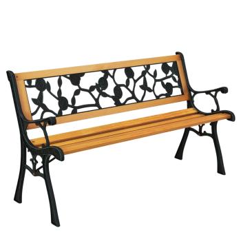 Gartenbank aus Holz Metall Parkbank Rosenmotiv Sitzbank Gartenmöbel 2.5 Sitzer
