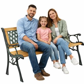 Preview: Gartenmöbel Gartenbank Holz Metall Parkbank Terasse Balkon robust 2.5 Sitzer NEU