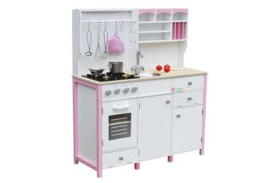 Preview: Lean Kinderküche aus Holz Spielküche Paula in Rosa und Weiß Spielset Küche