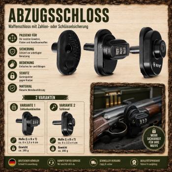 Abzugschloss Waffenschloss Gewehr Pistole Trigger Lock Zahlenschloss Variante