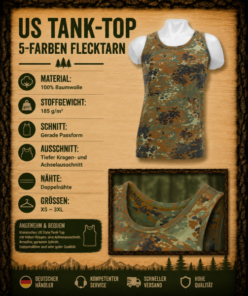 US Tank Top flecktarn 100% Baumwolle Herren Muskelshirt Army XS-3XL