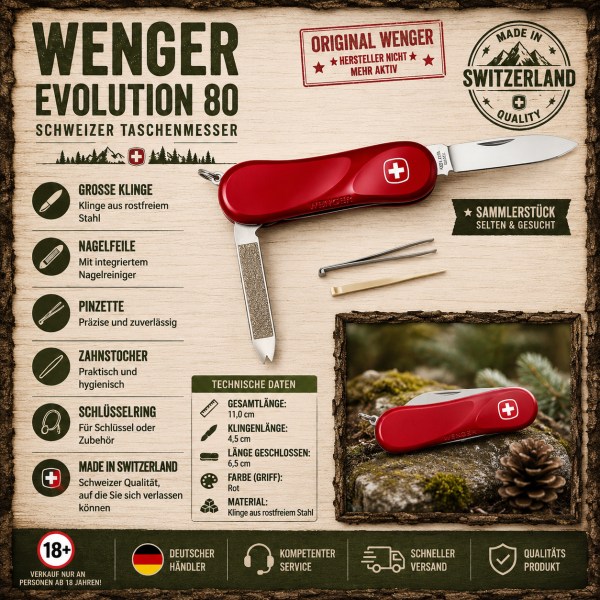Wenger Evolution 80 Rot Schweizer Taschenmesser Neu Original Sammlerstück