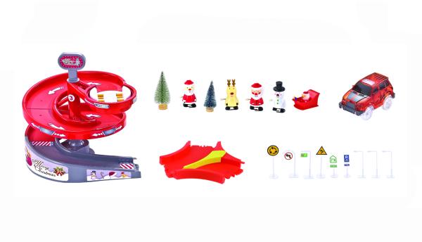 Amewi Magic Traxx Weihnachts Strecke 168-teilig mit LED-Fahrzeug Rennbahn Spielzeug