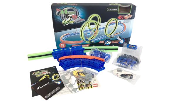 Amewi RC Magic Traxx Glow 50-teilig mit Rennfahrzeug Rennbahn Spielzeug