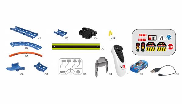 Amewi RC Magic Traxx Glow 50-teilig mit Rennfahrzeug Rennbahn Spielzeug