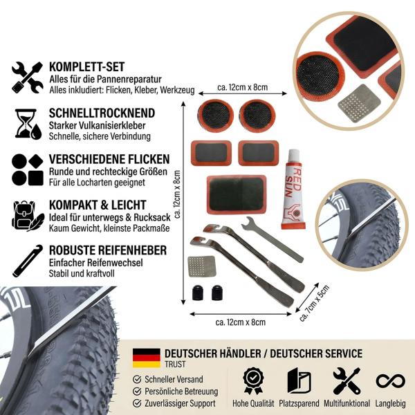 Fahrrad Flickzeug Set Reifen Reparatur Set Schlauch Werkzeug Kleber Reifenheber