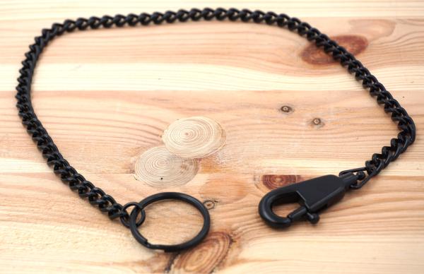 Messerkette mit Karabiner Schwarz 44,5cm Metallkette Schlüsselhalter Gürtelkette