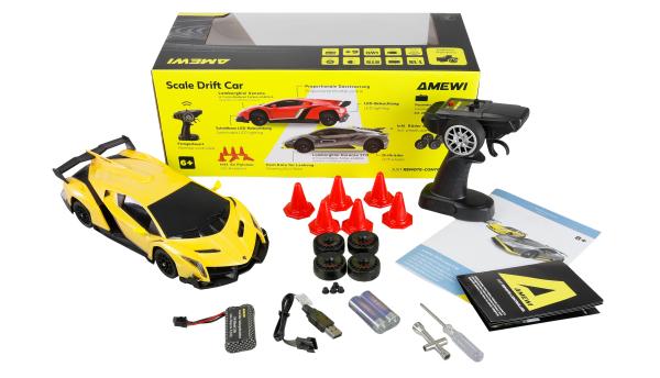 Amewi Lamborghini Veneno Drift Car 1:18 RTR gelb RC Spielzeug RC Auto