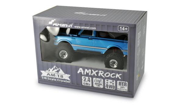 Amewi AMXRock AM18 Scale Crawler Pick-up 1:18 RTR blau RC Spielzeug RC Auto