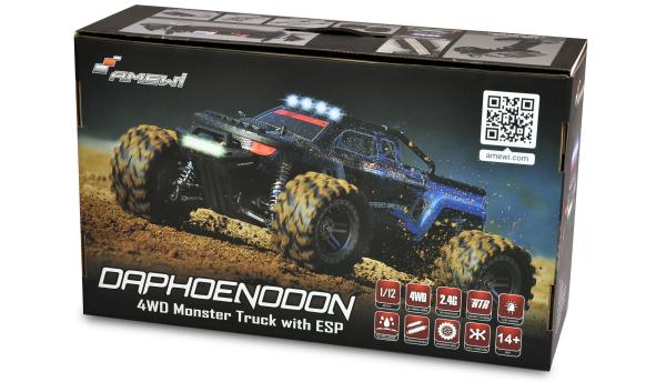 Amewi Daphoenodon Monstertruck 4WD 1:12 mit Gyro RTR, blau RC Spielzeug RC Auto