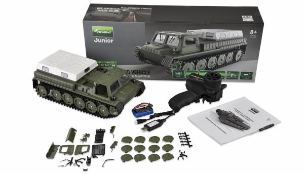 Amewi Gepanzertes Kettenfahrzeug 1:16 RTR olivgrün/weiß RC Spielzeug RC Auto