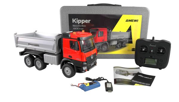 Amewi Mercedes-Benz Arocs Kipper 6x6 1:14 RTR rot RC Spielzeug RC Auto