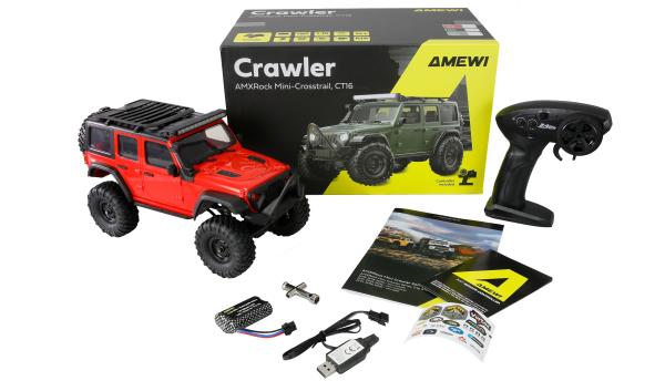 Amewi AMXRock Mini-Crosstrail Scale Crawler 4WD 1:16 RTR rot RC Spielzeug RC Auto