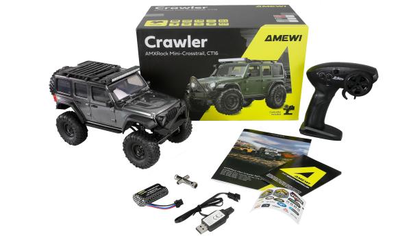 Amewi AMXRock Mini-Crosstrail Scale Crawler 4WD 1:16 RTR grau RC Spielzeug RC Auto