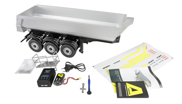 Amewi Dreiachs-Sattelauflieger mit Kippmulde aus Metall 1:14 silber RC Spielzeug RC Auto