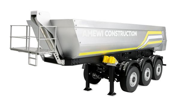 Amewi Dreiachs-Sattelauflieger mit Kippmulde aus Metall 1:14 silber RC Spielzeug RC Auto