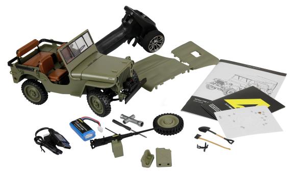 Amewi Jeep Willys MB Scale Crawler 4WD 1:14 RTR grün RC Spielzeug RC Auto