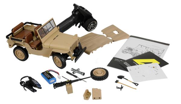 Amewi Jeep Willys MB Scale Crawler 4WD 1:14 RTR sand RC Spielzeug RC Auto