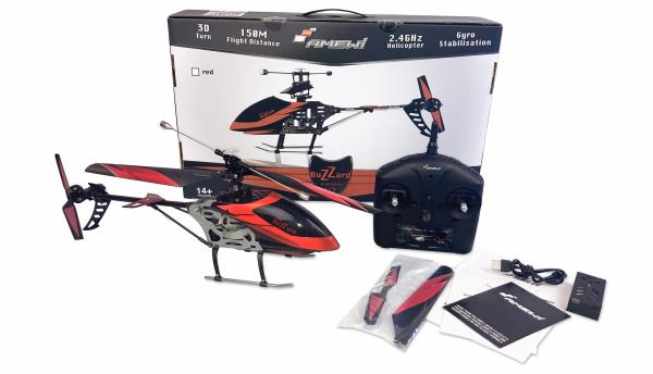 Amewi Buzzard V2 Single-Rotor-Helikopter 4-Kanal RTF rot RC Hubschrauber Modell
