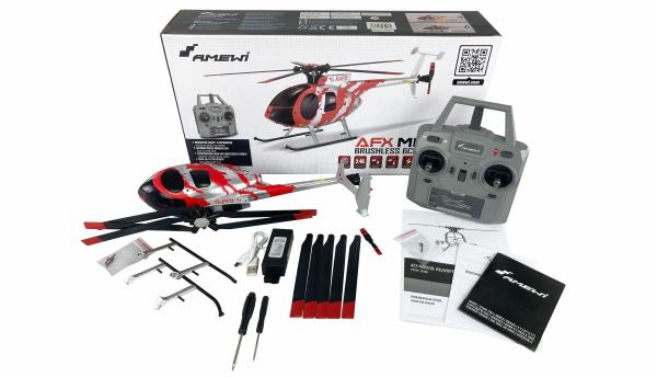 Amewi AFX MD500E Zivil Helikopter brushless 4-Kanal 6G RTF rot/silber RC