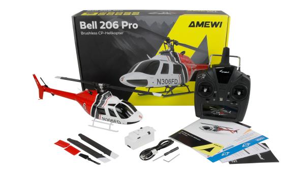 Amewi Bell 206 PRO brushless CP-Helikopter 6-Kanal 6G RTF RC Hubschrauber Modell