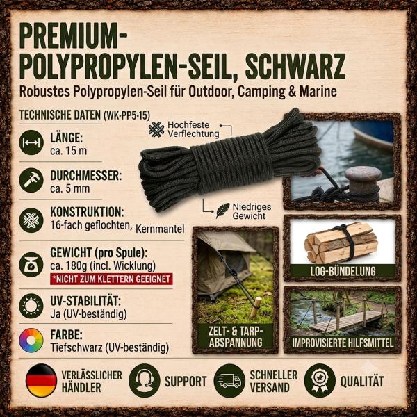 BW Kommando Seil 15m 5mm  Multifunktionsseil Fessel BDSM Allzweckseil