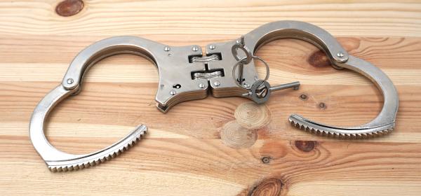 Handschellen mit Gelenk Double-Lock Stahl Fesseln Security 2 Schlüssel Silber