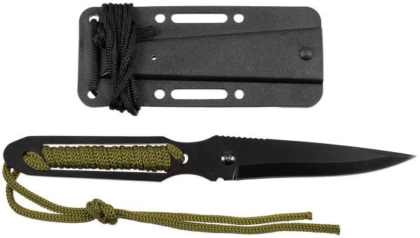 Neck Knife Messer EDC Outdoor geschwärzte Klinge 3Cr13 Kunststoffscheide 20cm